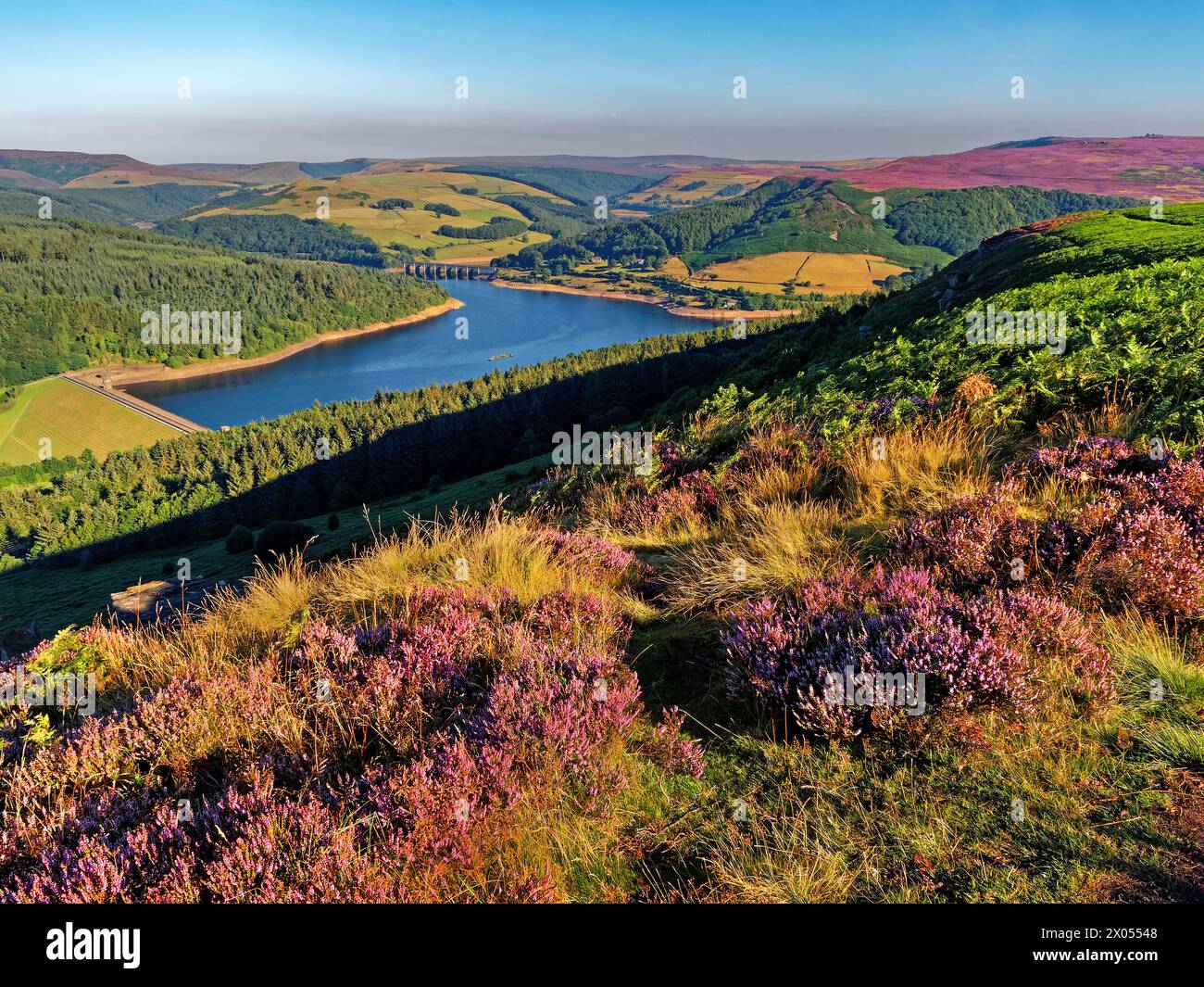 Großbritannien, Derbyshire, Peak District, Ladybower Reservoir ab Bamford Edge Stockfoto