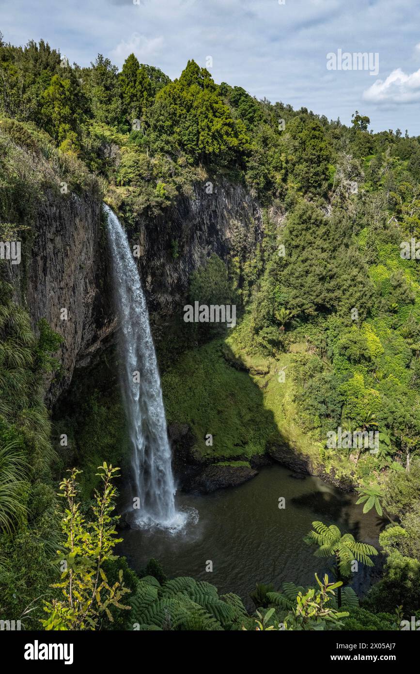 Bridal Falls neuseeland. Wairēinga Bridal Veil Falls in der Gegend von Raglan in der Region Waikato Stockfoto