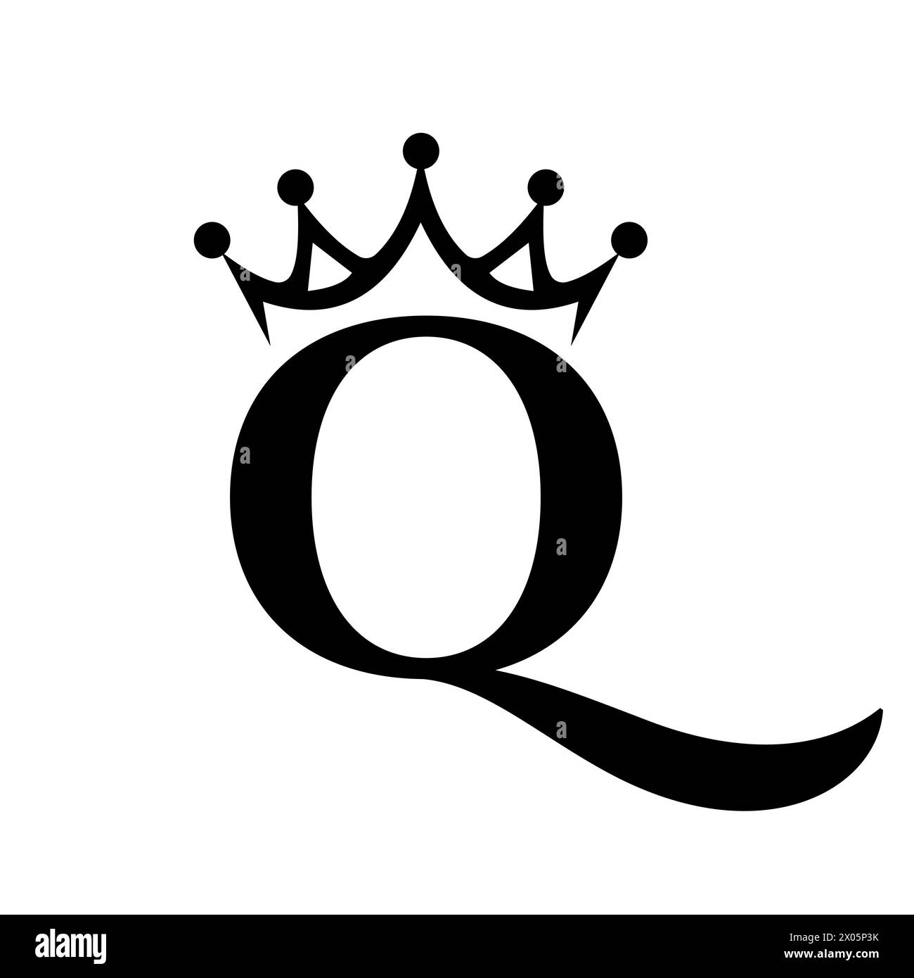 Letter Q Crown Logo für Queen Sign, Beauty, Fashion, Star, elegant, Luxussymbol Stock Vektor