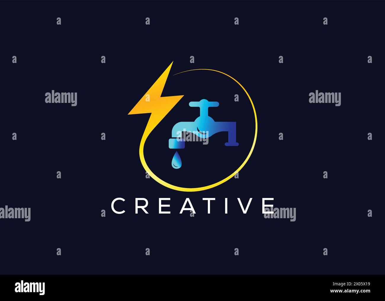 Kreative und minimalistisch bunte Klempner- und elektrische Logo-Vektorvorlage. Moderne Sanitär- und Elektrologos Stock Vektor