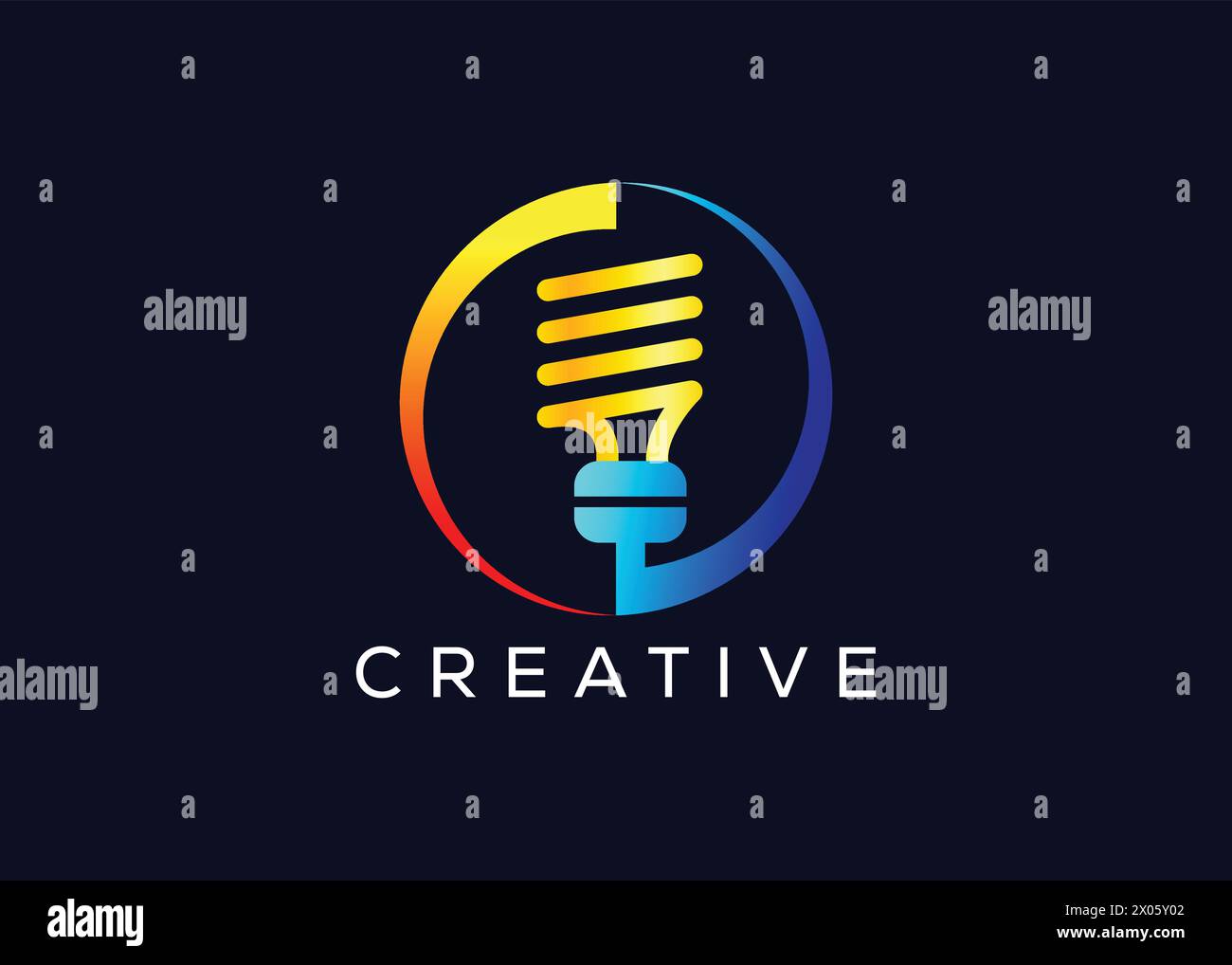 Kreative und minimalistische bunte Vektorvorlage für das Logo der Glühbirne. Modernes Logo mit farbenfroher Glühbirne Stock Vektor