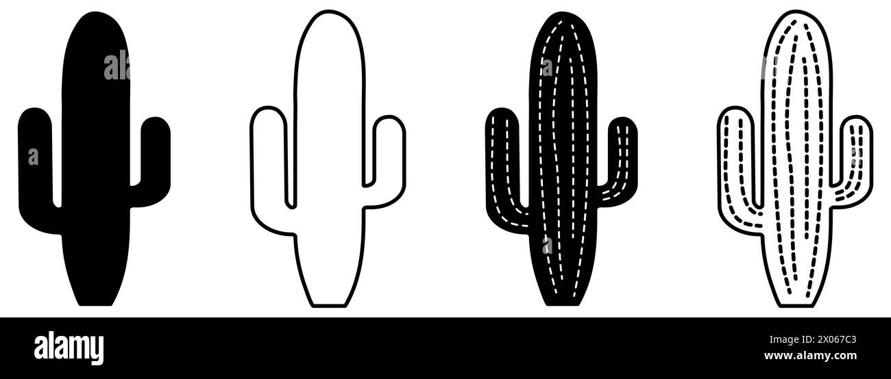 Satz von Kakteen-Symbolen. Vektorsatz Kakteen Symbole Stock Vektor