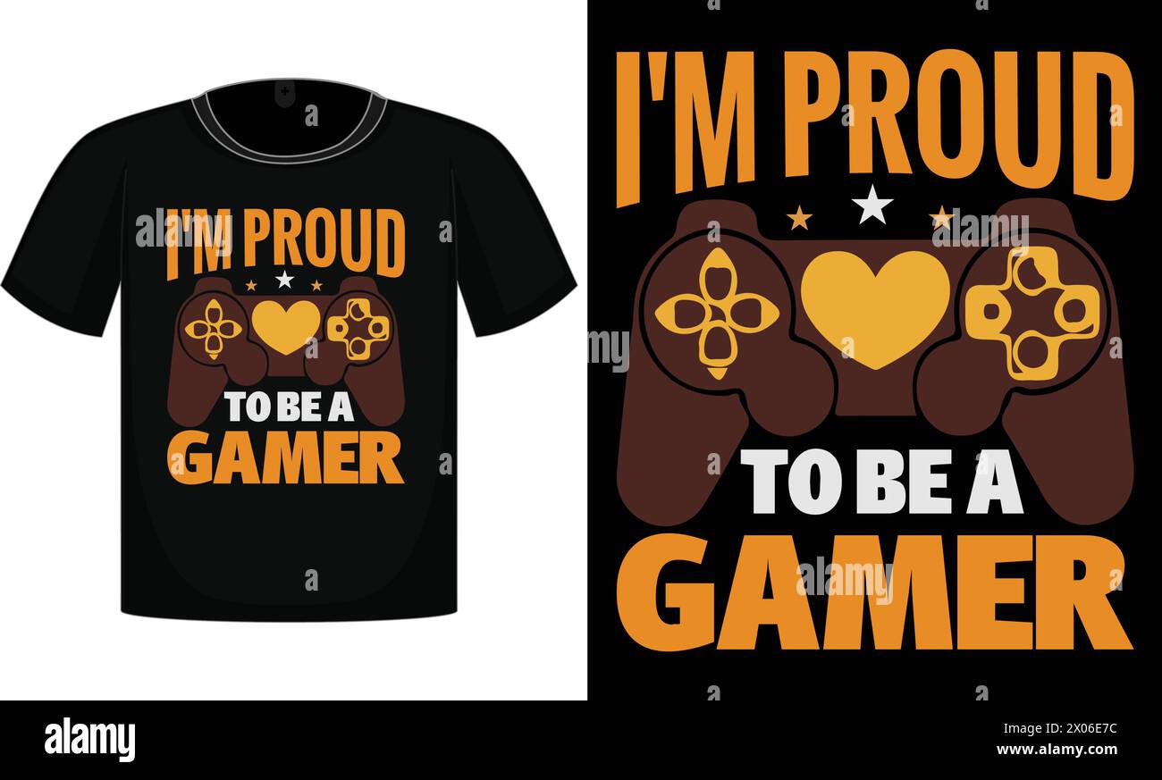 Ich bin stolz darauf, Ein Gamer zu sein, T-Shirt mit Print, lustiges Shirt, Geschenke T-Shirt. Geschenkdesign Stock Vektor