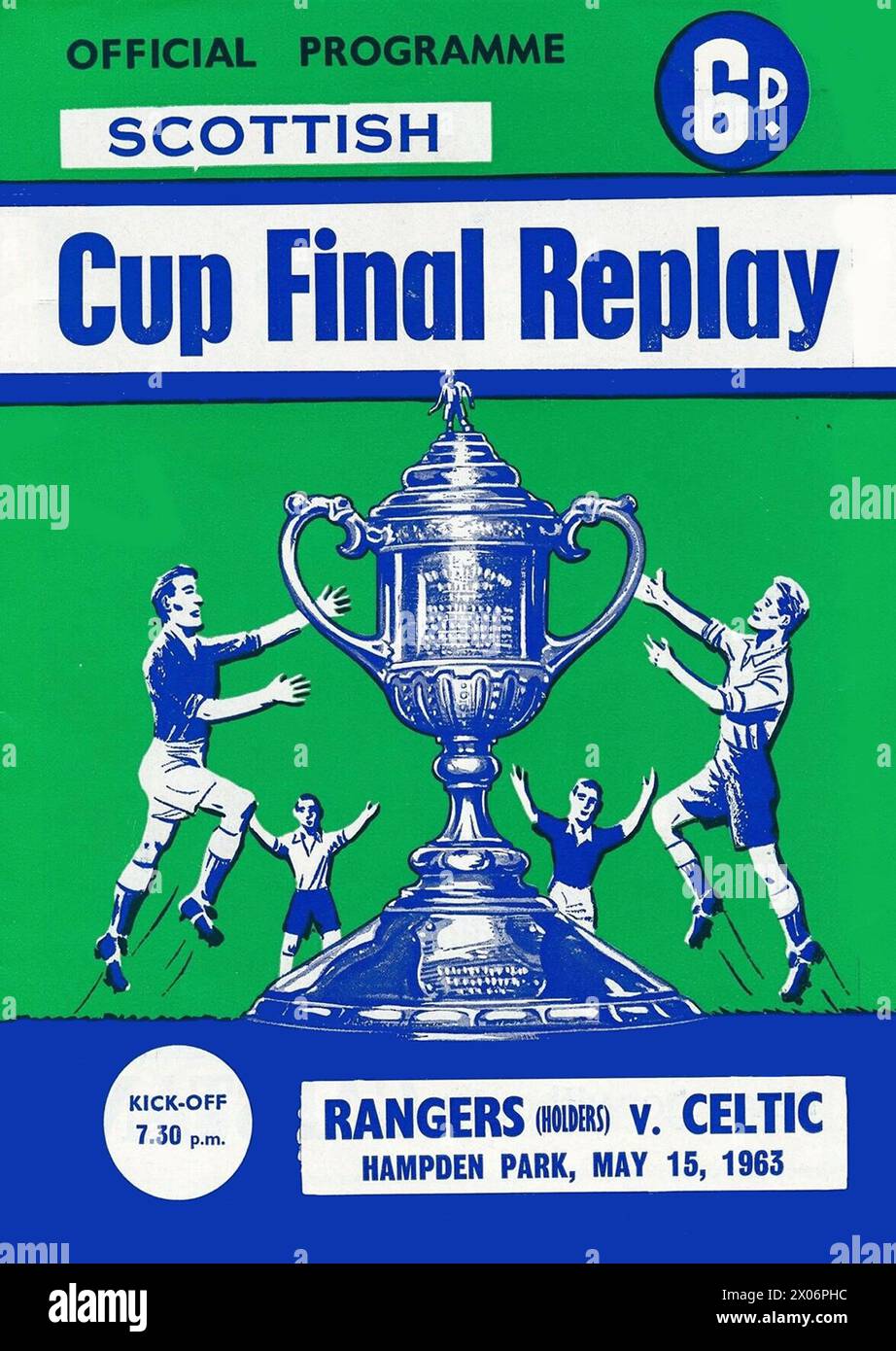1963 Scottish Cup Finale Replay, Celtic vs Rangers, 120.273 Zuschauer im Hampden Park, Old Firm Derby, Old Firm Cup Finale, Stockfoto