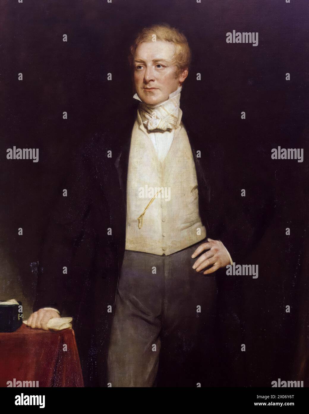 Sir Robert Peel (1788–1850), 2. Baronet, zweimal Premierminister des Vereinigten Königreichs, 1834-1835 und 1841–1846, Porträtgemälde in Öl auf Leinwand von Henry William Pickersgill, vor 1875 Stockfoto