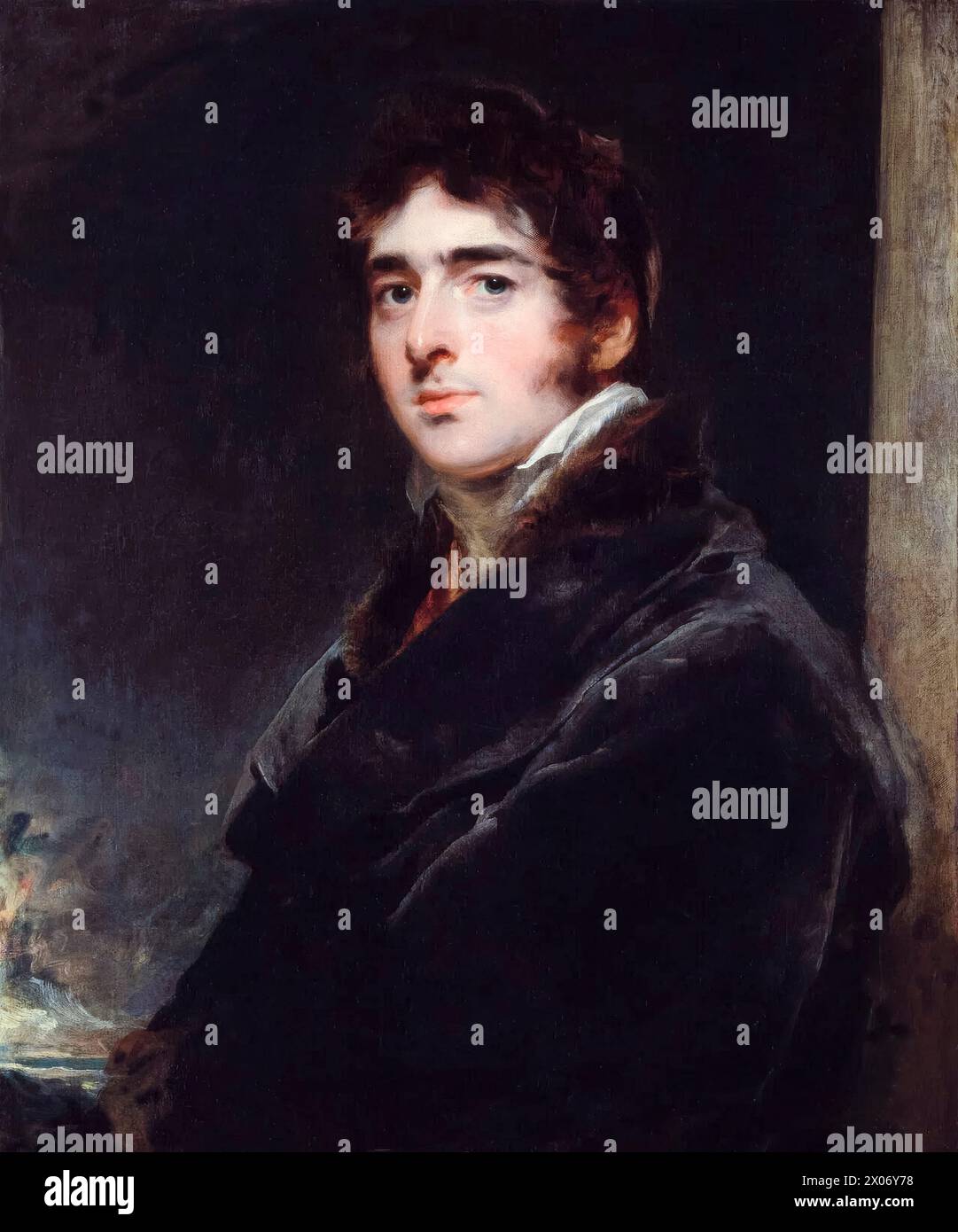 William Lamb, 2. Viscount Melbourne (1779–1848), bekannt als Lord Melbourne, Premierminister des Vereinigten Königreichs Juli-November 1834 und 1835–1841, Porträtgemälde in Öl auf Leinwand von Sir Thomas Lawrence, um 1805 Stockfoto