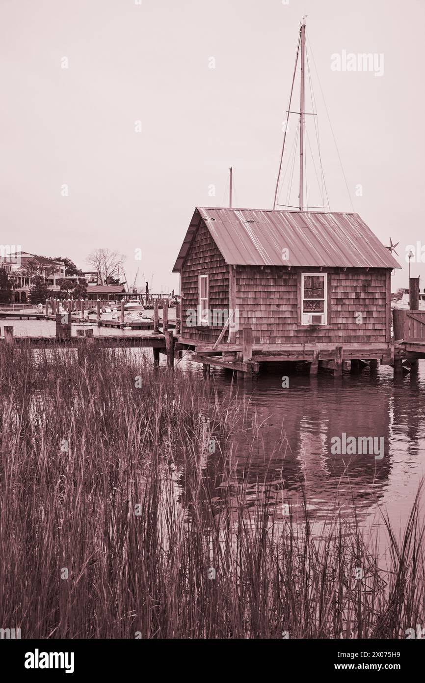 Angelhütte am Shem Creek, Mt. Pleasant, Charleston, South Carolina, USA Stockfoto