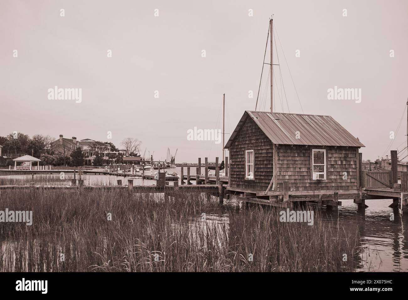 Angelhütte am Shem Creek, Mt. Pleasant, Charleston, South Carolina, USA Stockfoto