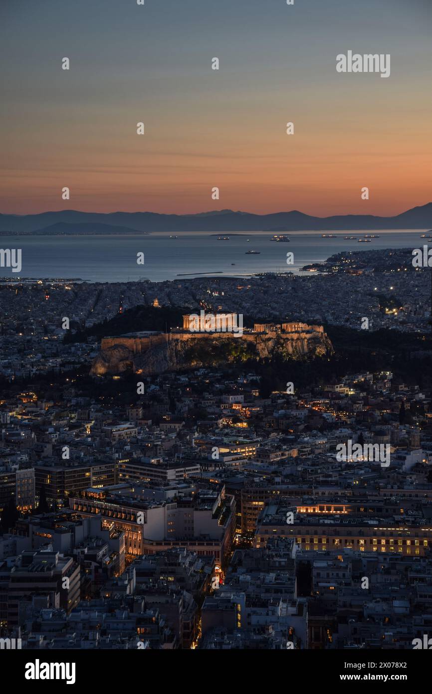 Akropolis Sonnenuntergang Fotografie Stockfoto
