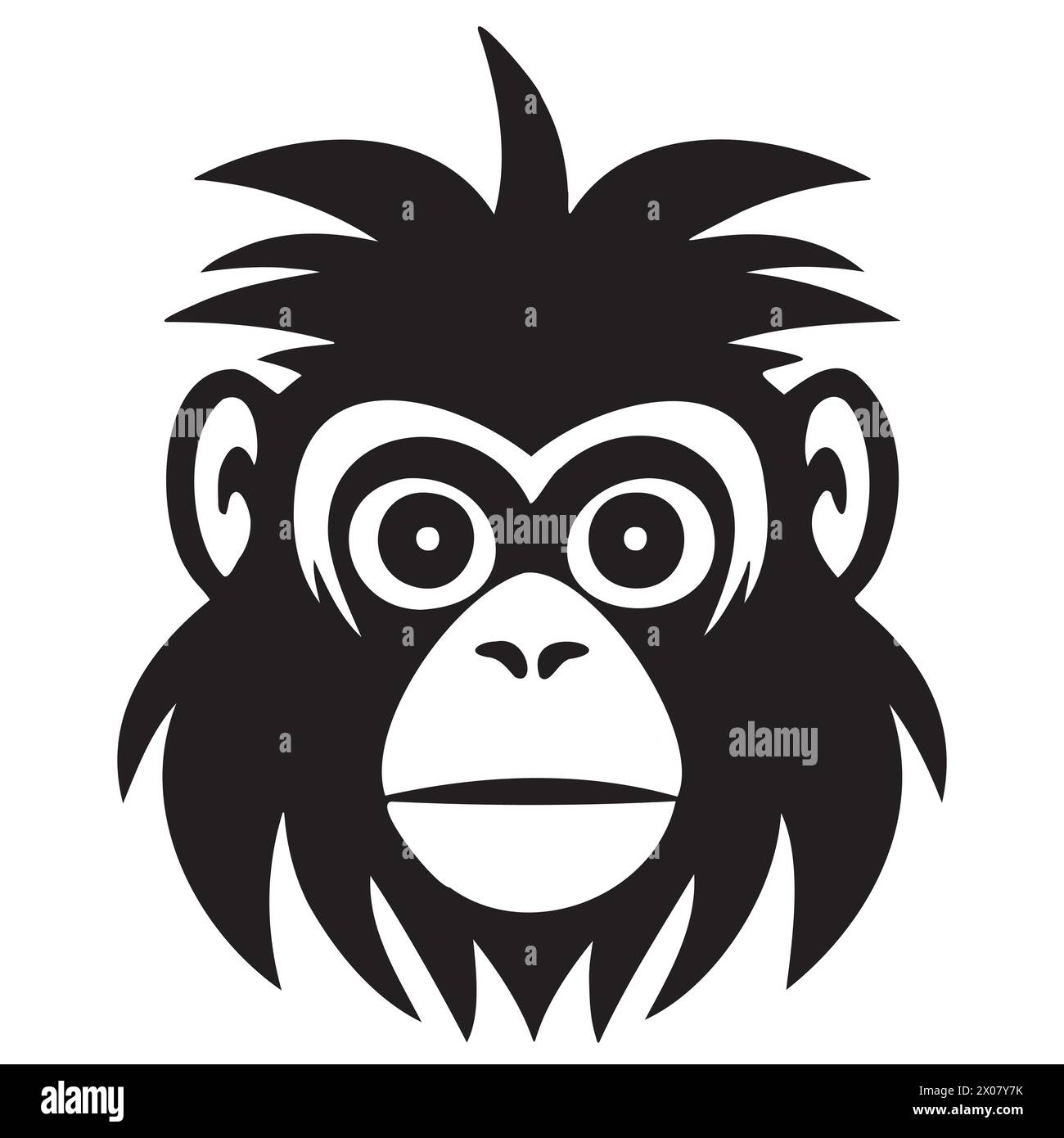 Schwarz-weißes Affenkopf-Logo und -Symbol, Clip-Art-Vektor Stock Vektor