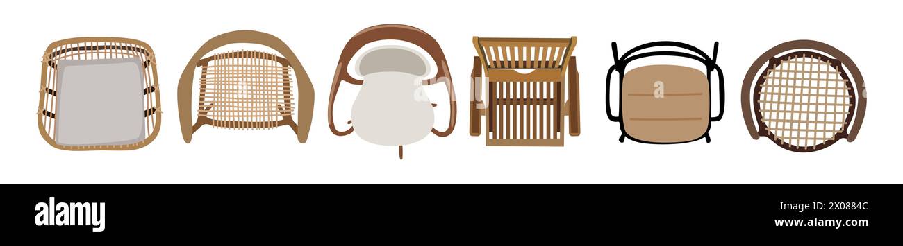 Set mit verschiedenen Stühlen und Sesseln im Freien. Stock Vektor