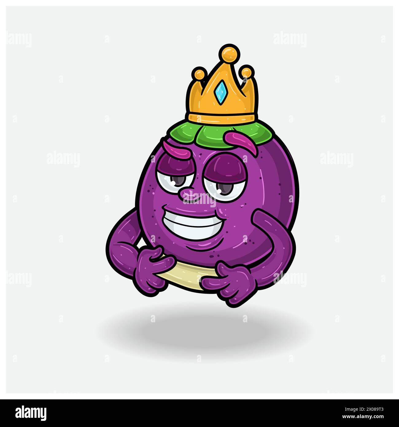 Die Liebe wurde mit dem Zeichentrickfilm „Mangosteen Fruit Crown Mascot“ zum Ausdruck gebracht. Vektorabbildungen Stock Vektor