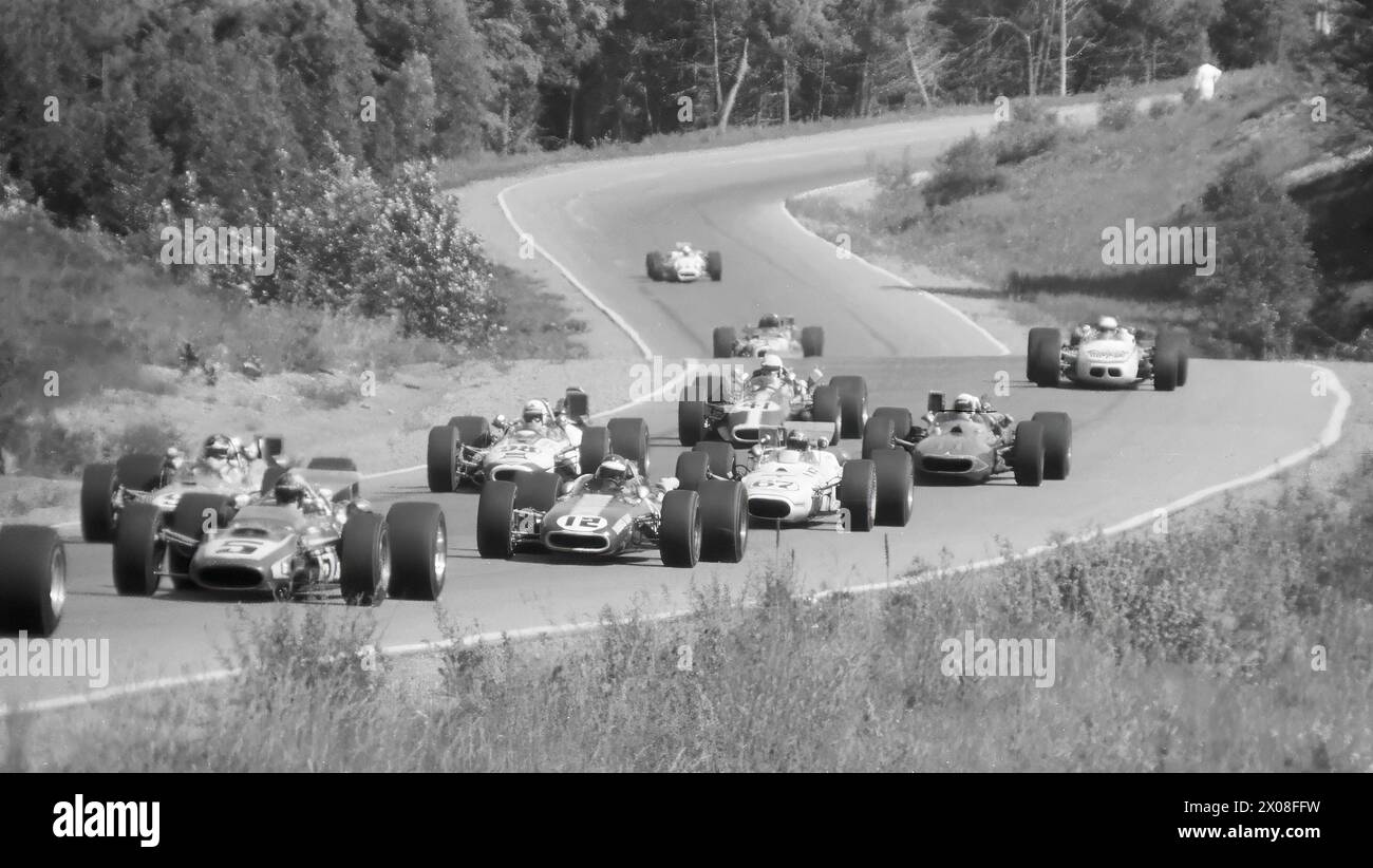 Pace Runde des USAC National Championship Indy Car Rennens 1968 Runde 8 des Telegraph Trophy 200 Rennens im Mosport Park, Kanada Stockfoto
