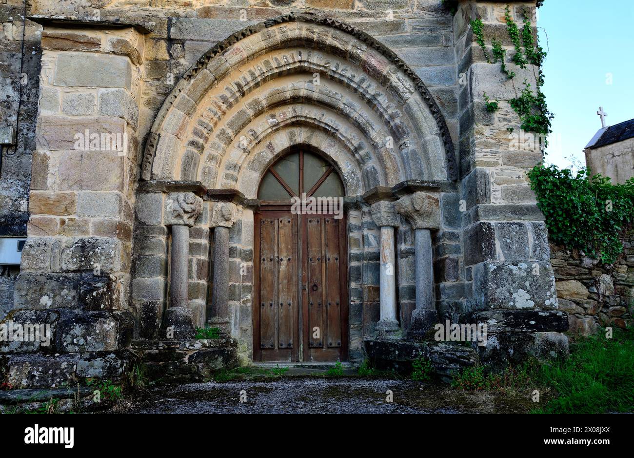 Kirche San Pedro von Valverde, Monforte de Lemos, Lugo, Spanien Stockfoto