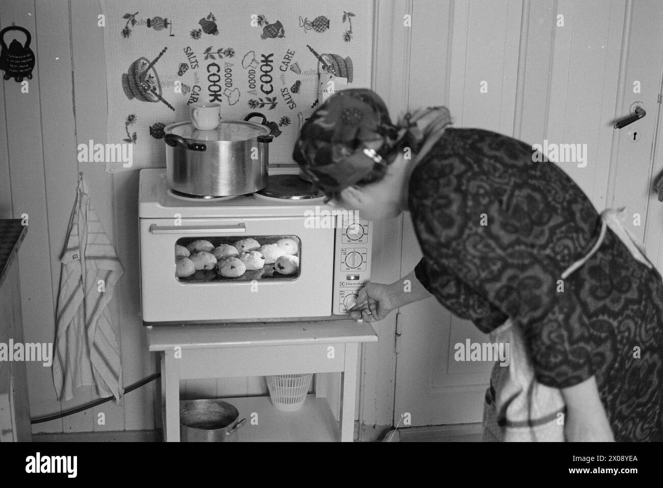 Aktuell 16 - 6 - 1973: Hundert Häuser und ein Mann als vor 20 Jahren war Bjørnsund eine lebendige Gemeinde. Heute ist nur noch eine Person in diesem Fischerdorf übrig. Jetzt wird Bjørnstad ein Touristenziel. Die Leute sind begierig, hier draußen in dieser Einsamkeit ein Haus zu kaufen. Borghild Gornitchin ist mit Bjørnsund verbunden. Sie kehrt jedes Jahr zurück, lange vor den Zugvögeln. - Wenn ich mich für immer bewegen würde, wäre die Sehnsucht nach diesem Ort zu schwer, um sie zu ertragen. Foto: Sverre A. Børretzen / aktuell / NTB ***FOTO NICHT BEARBEITET*** Stockfoto