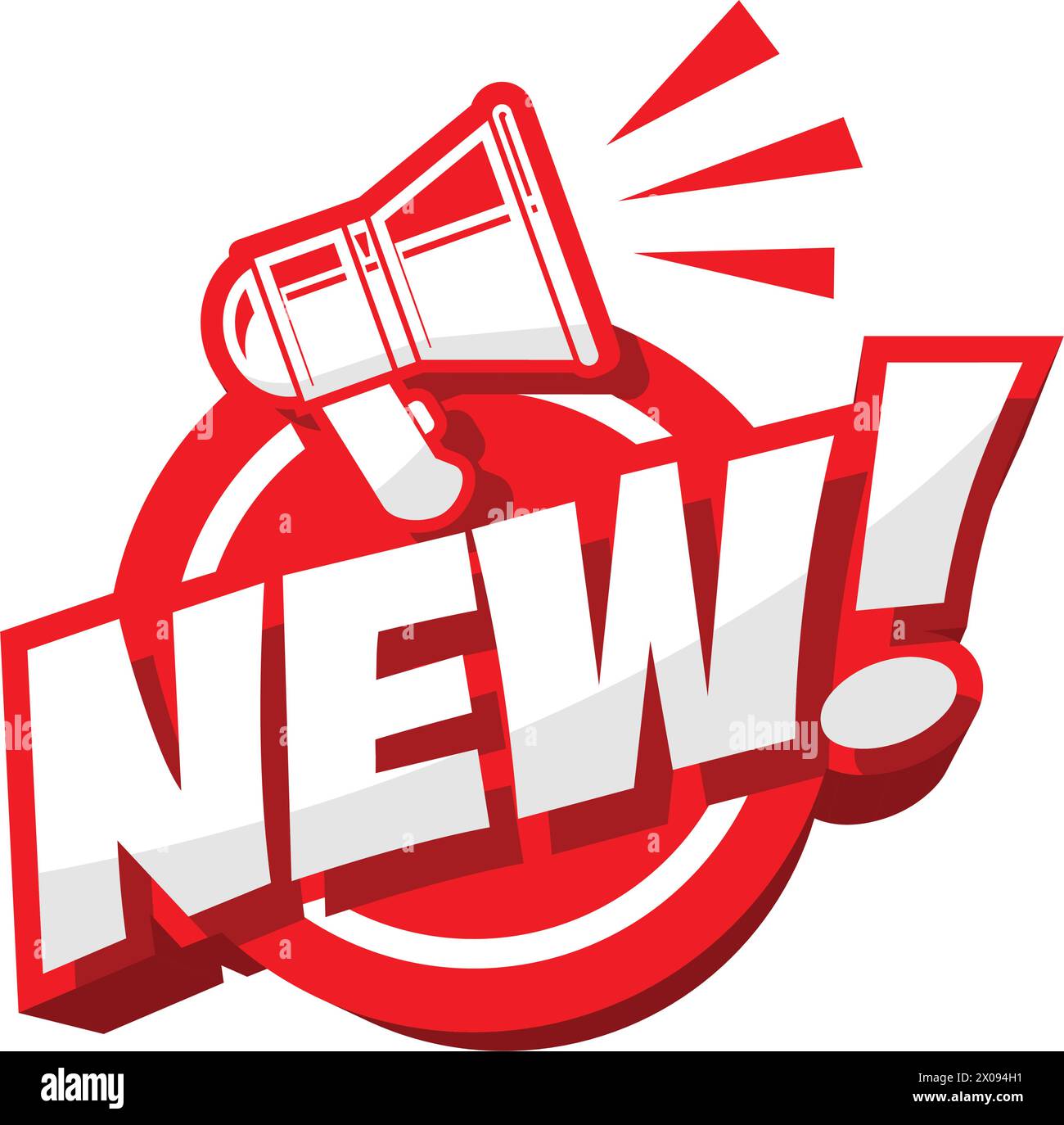 Neu! Komische Sprechblase. Sonderangebot, Promotion, Rabatt, Ankunftsbeschriftung mit Farbausdruck. Vektor auf transparentem Hintergrund Stock Vektor