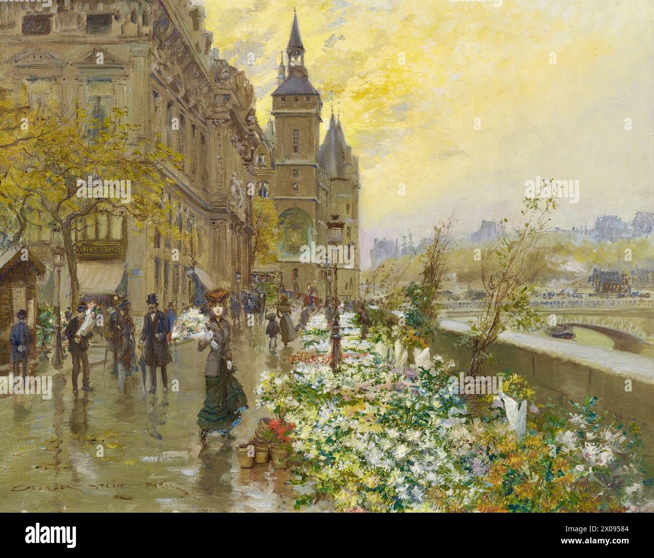 Georges Stein - Blumenmarkt - Quai de l'Horlage, Paris Stockfoto