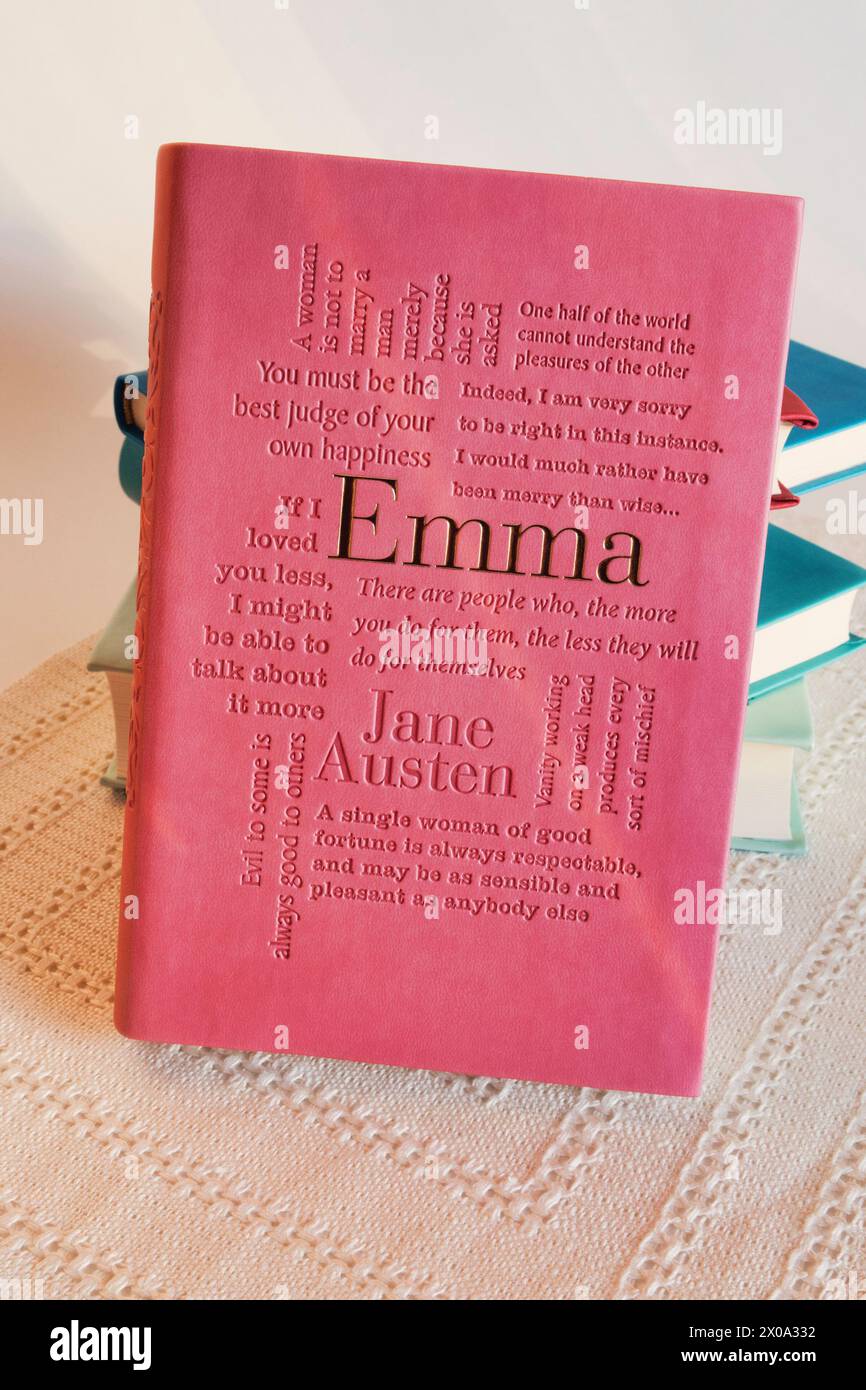 Jane Austen ist eine englische Autorin, deren Werke Klassiker sind und immer noch auf der ganzen Welt beliebt sind. Stockfoto
