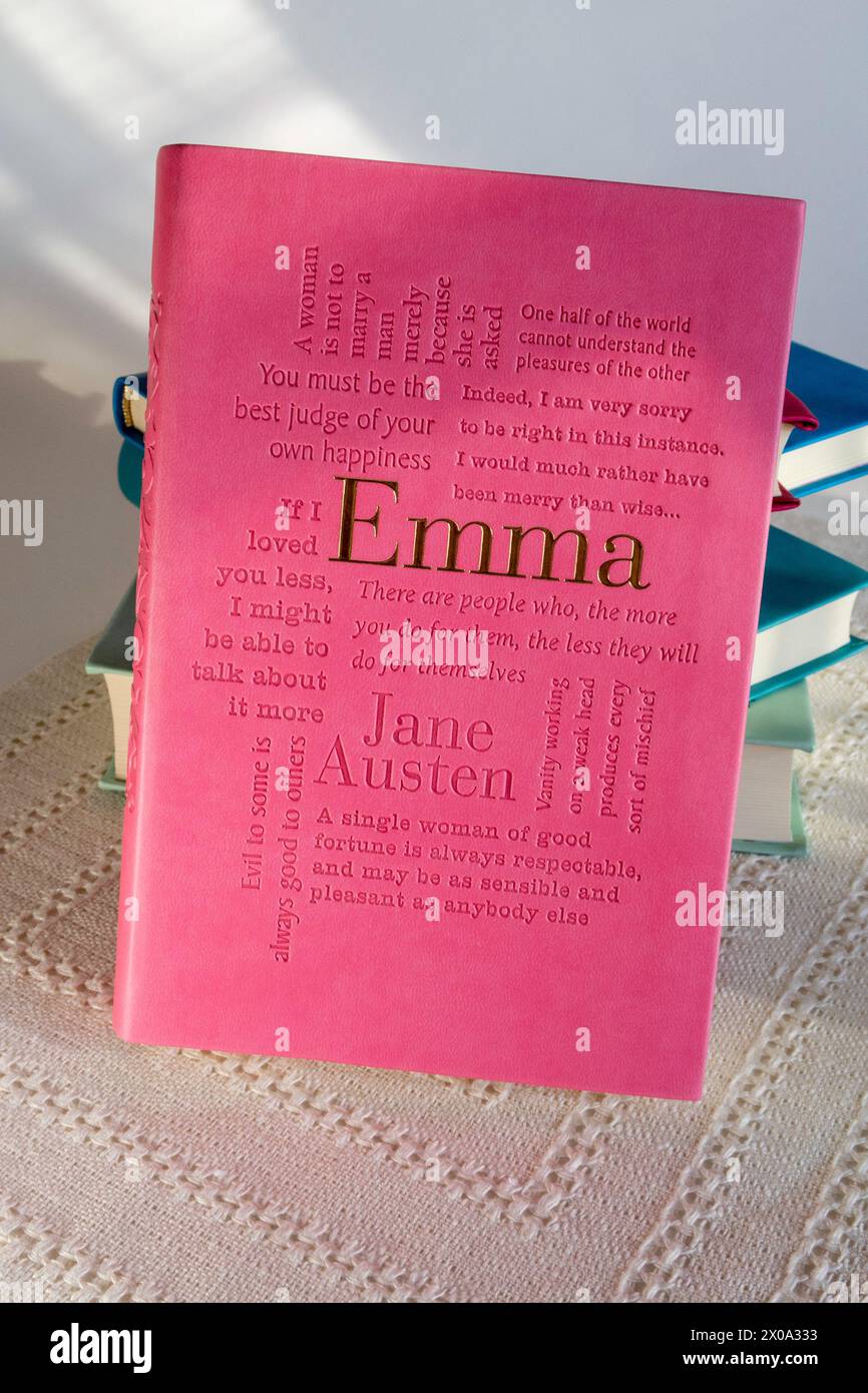 Jane Austen ist eine englische Autorin, deren Werke Klassiker sind und immer noch auf der ganzen Welt beliebt sind. Stockfoto