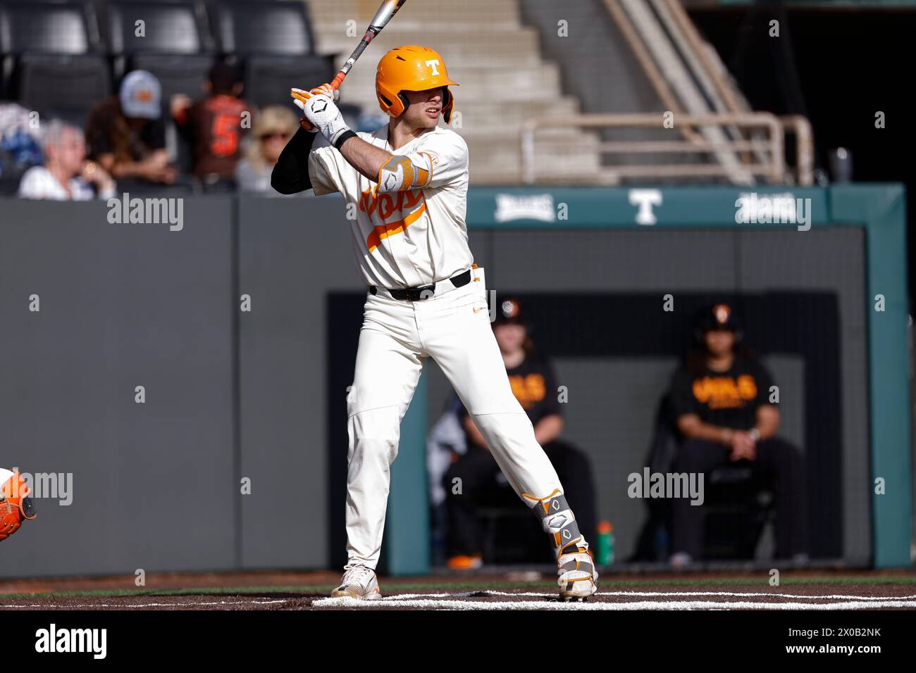 Tennessee Volunteers catcher Cal Stark (10) at bat against the Bowling Green State Falcons on Robert M. Lindsay Field at Lindsey Nelson Stadium on March 3, 2024, in Knoxville, Tennessee. (Danny Parker/Four Seam Images via AP) Stockfoto