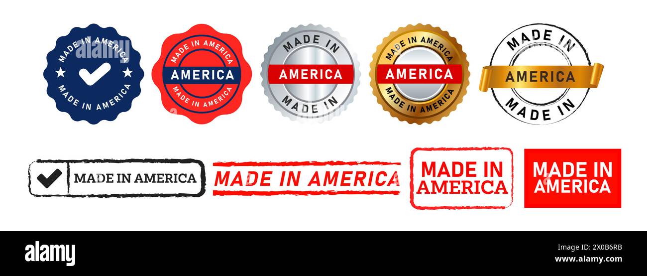 Made in america Stempel und Siegelabzeichen für das Produkt-Geschäft des Landes hergestellt Stock Vektor