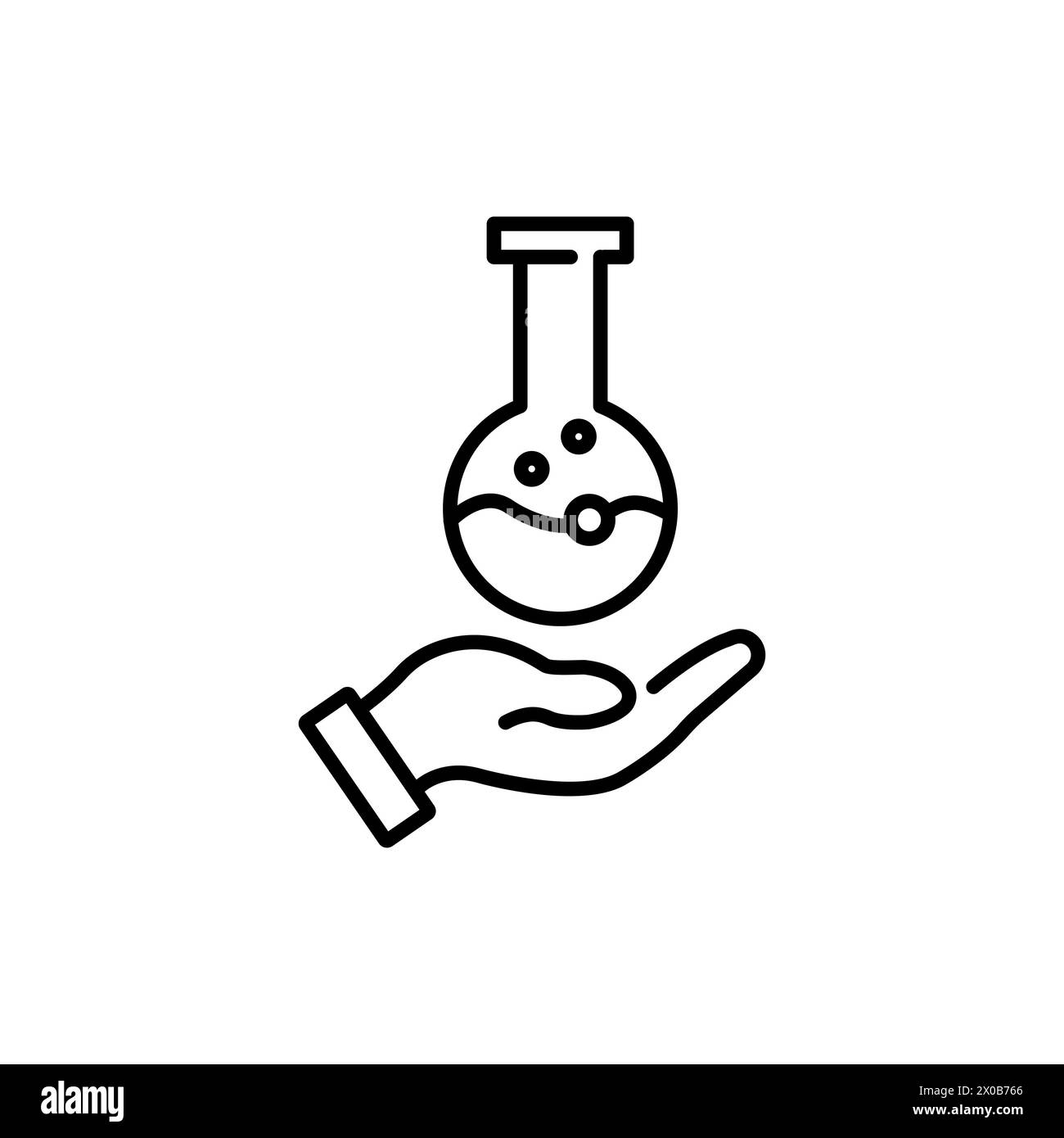 Symbol für chemische Laborlinie. Schild für Laborkolben. Analysesymbol. Designelement von Qualität. Symbol für das Chemielabor in linearer Ausführung. Bearbeitbare Kontur. Vektor Stock Vektor