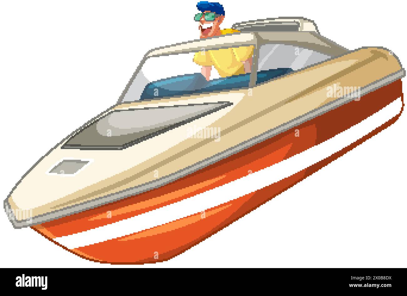 Vektor-Illustration eines Mannes, der ein Schnellboot fährt Stock Vektor