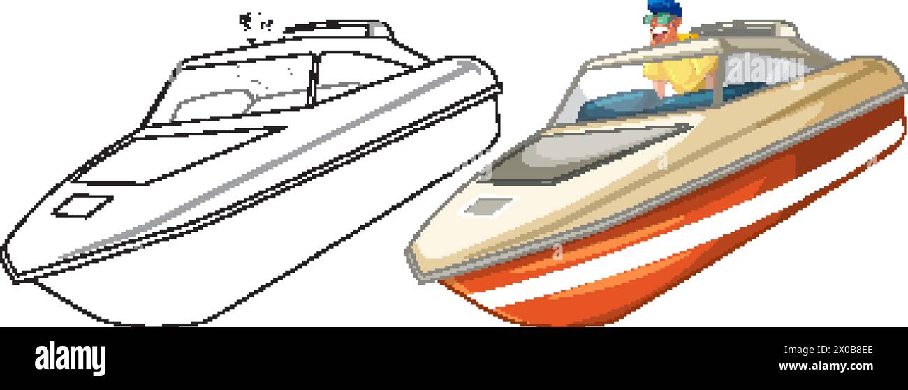 Bunte Vektor-Illustration von zwei Schnellbooten Stock Vektor