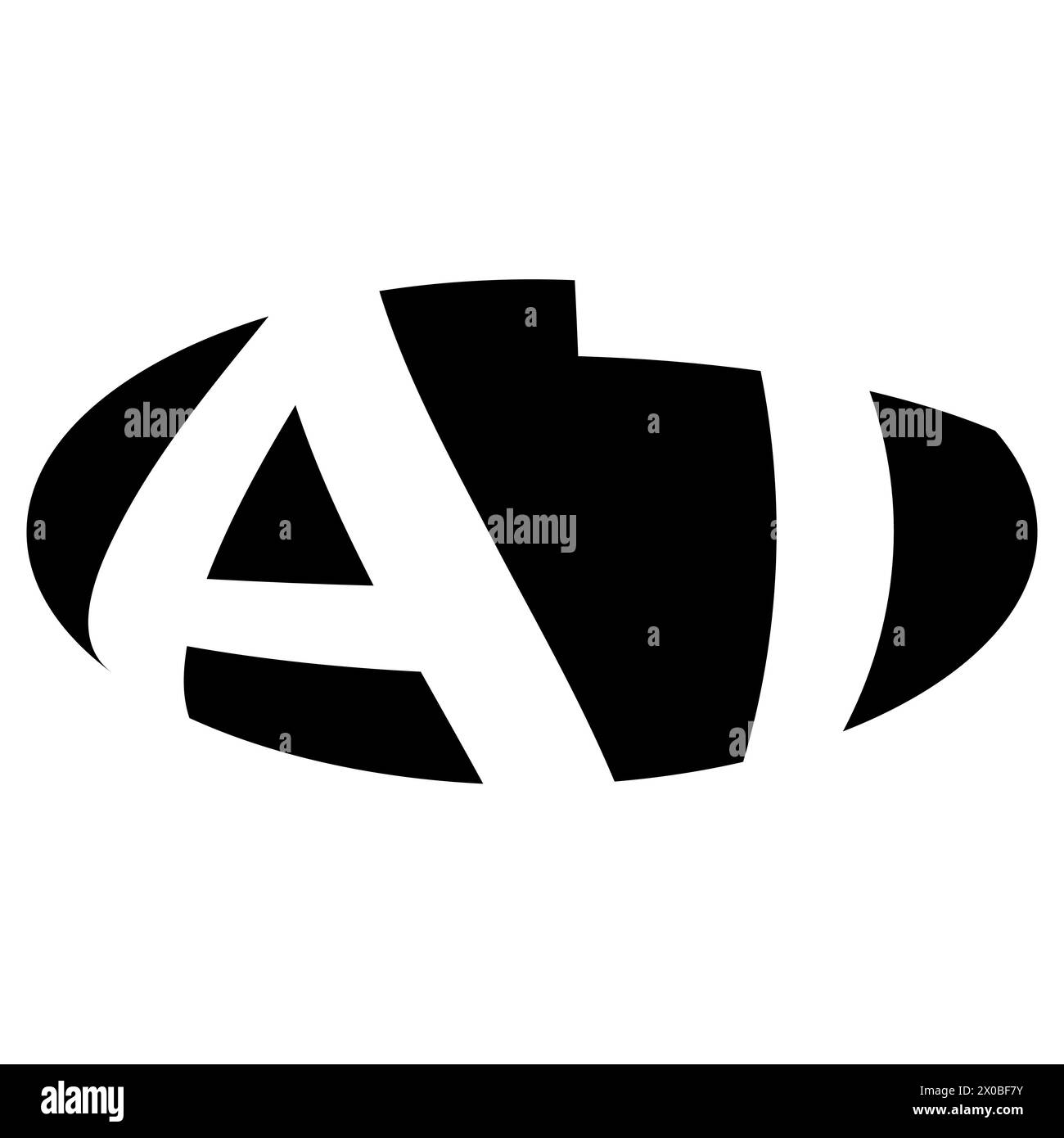 Ovales Logo mit Doppelbuchstaben A, T mit zwei Buchstaben bei ta Stock Vektor