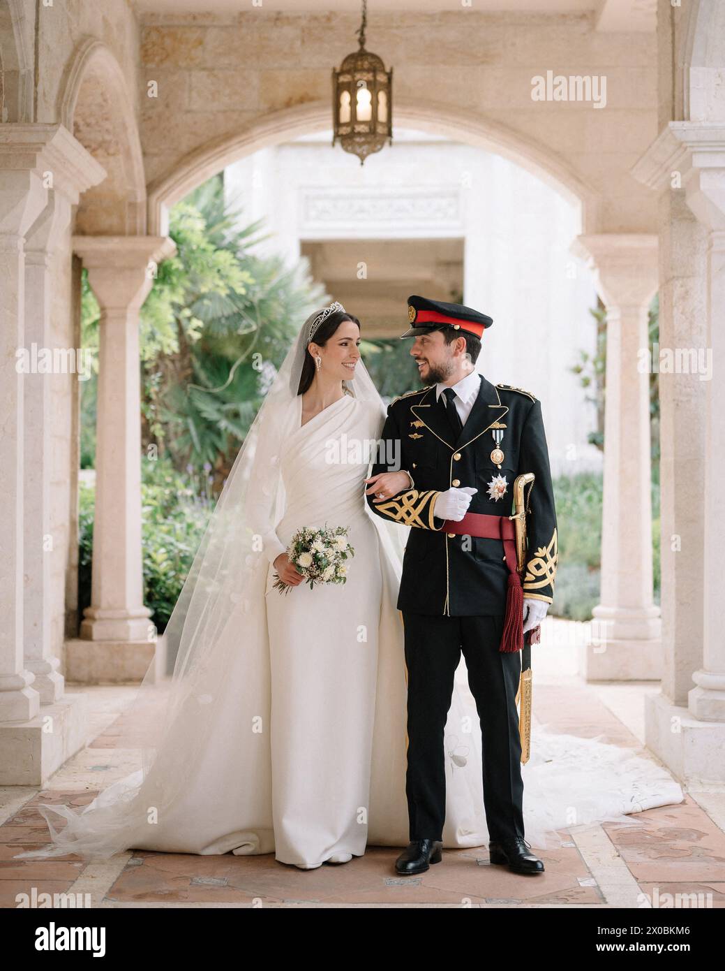 Amman, Jordanien. April 2024. Kronprinz Hussein und Prinzessin Rajwa von Jordanien werden Eltern sein! Der königliche Haschemitische Gerichtshof gab am 10. April bekannt, dass die Erstgeborene von Königin Rania und König Abdullah II. Und seine Frau ihr erstes Kind in diesem Sommer erwarten. Jordanien, am 1. Juni 2023. Foto: Balkis Press/ABACAPRESS.COM Credit: Abaca Press/Alamy Live News Stockfoto