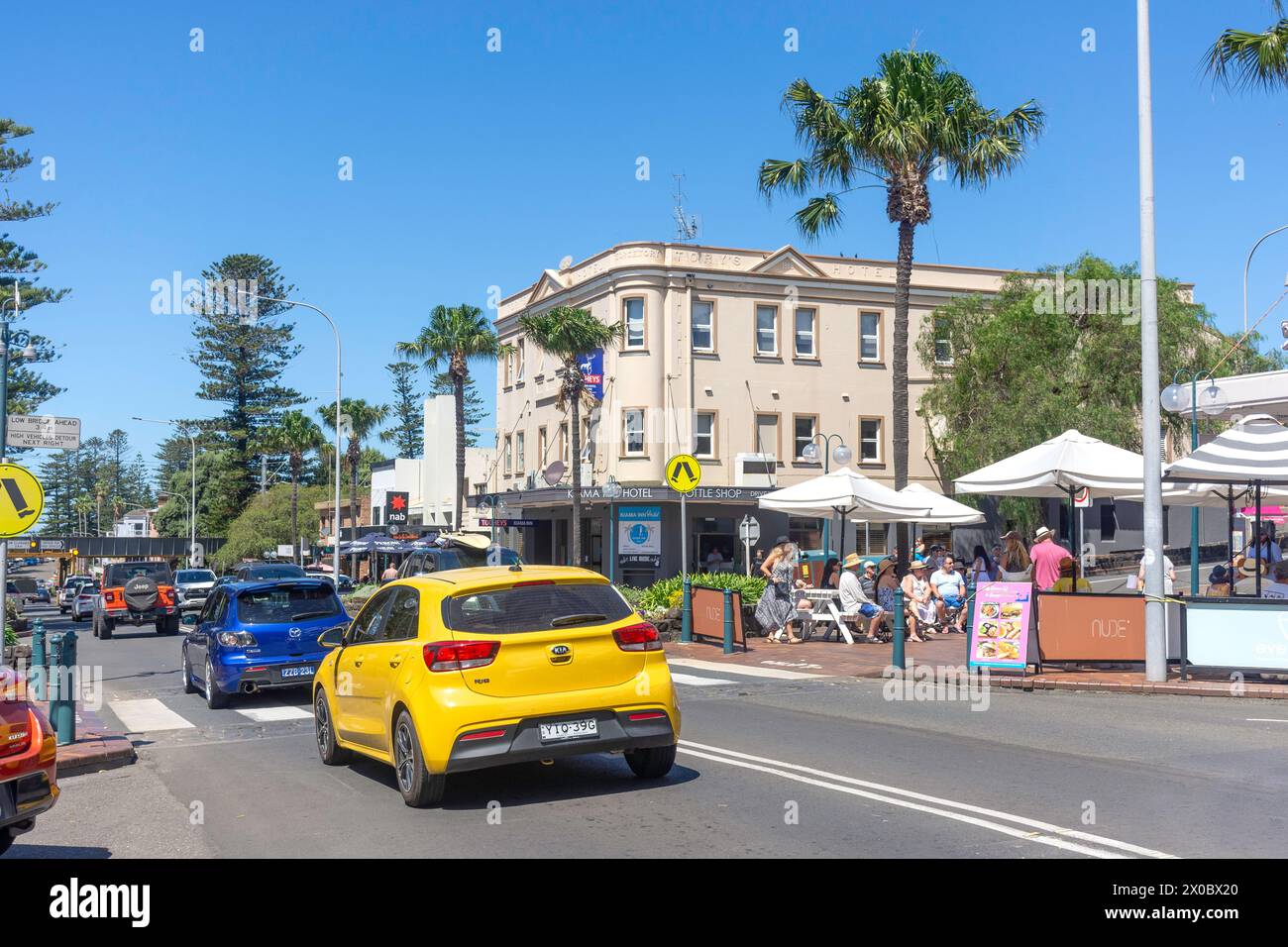Straßenszene, Terralonga Street, Kiama, New South Wales, Australien Stockfoto