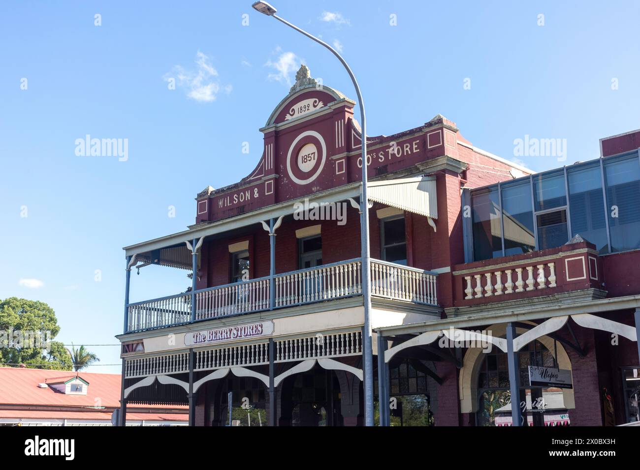 Historische Gebäudefassade, Queen Street, Berry, New South Wales, Australien Stockfoto