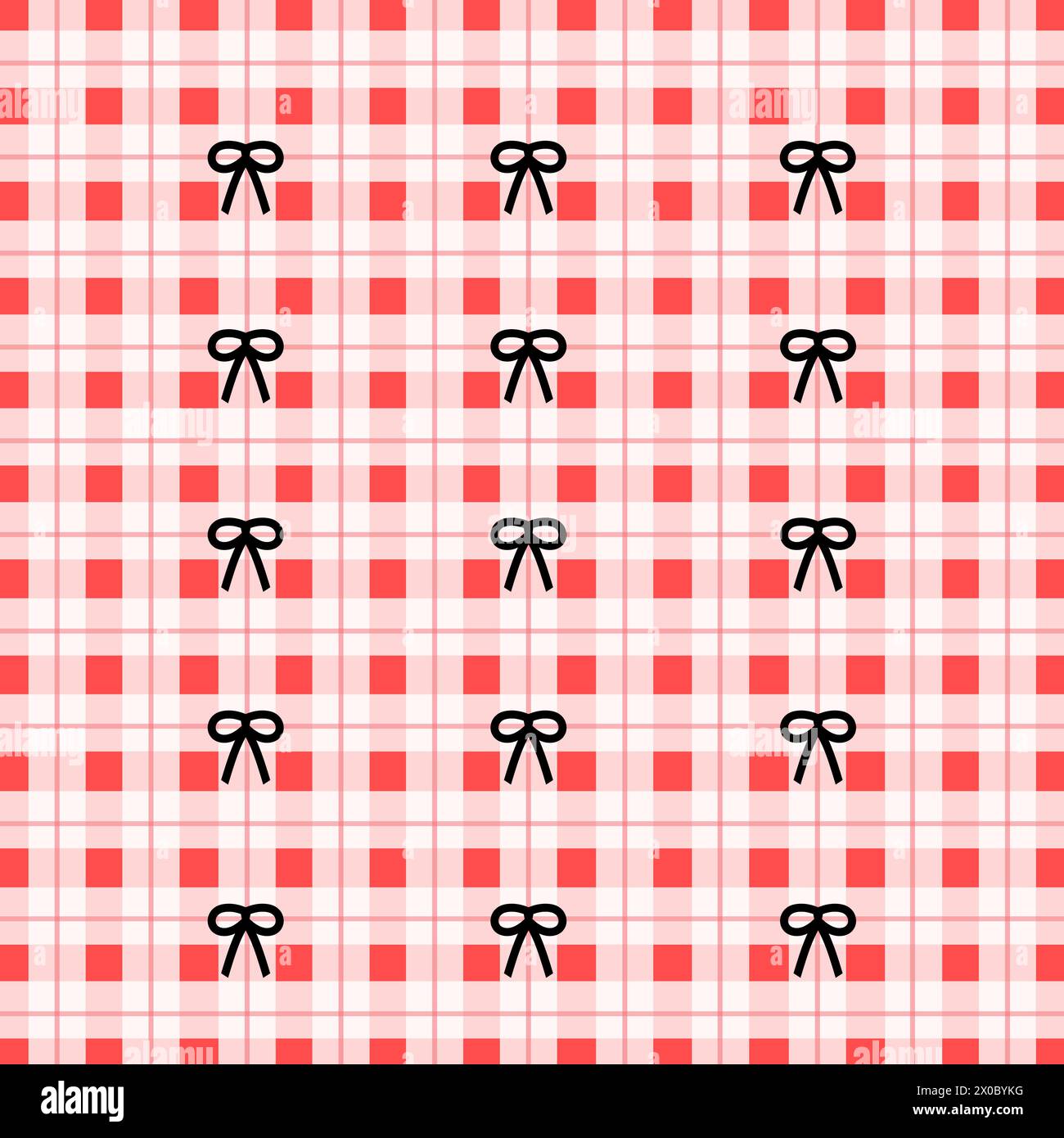 Abbildung des schwarzen Bandes auf einem roten quadratischen karierten Hintergrund für Stoffdruck, Muster, Tapete, Geschenkverpackung, Kinderkleidung, Verpackung, Textil Stock Vektor