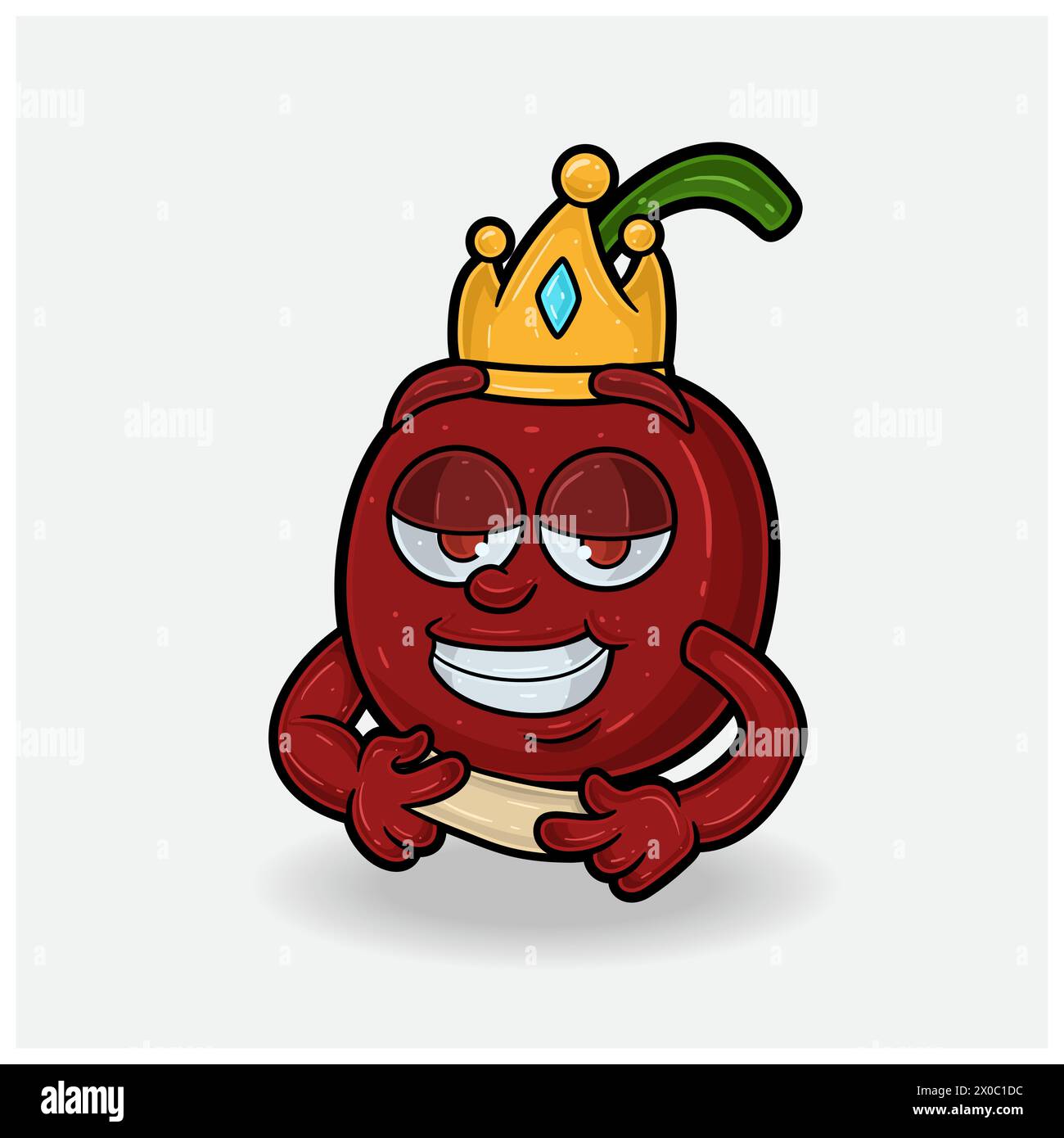Mit dem Cartoon „Cherry Fruit Crown Mascot“ wurde die Liebe zum Ausdruck gebracht. Vektorabbildungen Stock Vektor