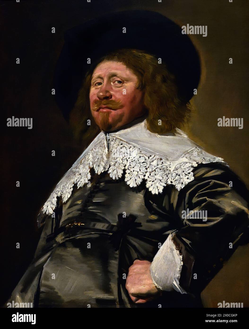 Nicolaes Pietersz Duyst van Voorhout 1637 ( Eigentümer der Brauerei Zwaanshals am Fluss Spaarne in Haarlem).   Frans Hals, 1582-1666, Antwerpen-Haarlem, Niederländisch, Niederlande, 17. Jahrhundert, niederländisches Goldenes Zeitalter ( Er malte lebendige, manchmal sogar fröhliche Porträts von Menschen aller Ebenen der Gesellschaft, wichtigen Menschen, frechen Kindern und sogar Betrunkenen oder Menschen, die für verrückt erklärt wurden. ) Stockfoto