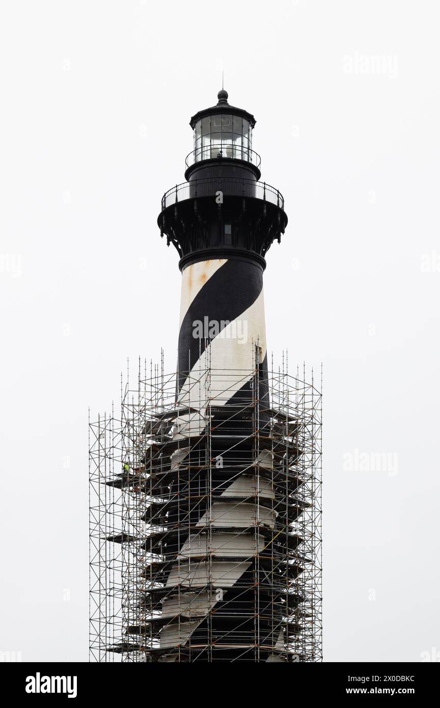 Cape Hatteras Lighthouse wird rekonstruiert Stockfoto