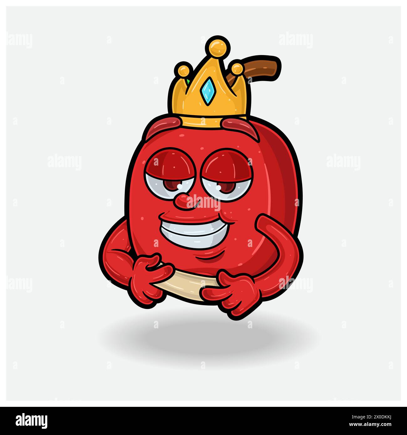 Mit dem Cartoon „Apple Fruit Crown Mascot“ wurde die Liebe zum Ausdruck gebracht. Vektorabbildungen Stock Vektor