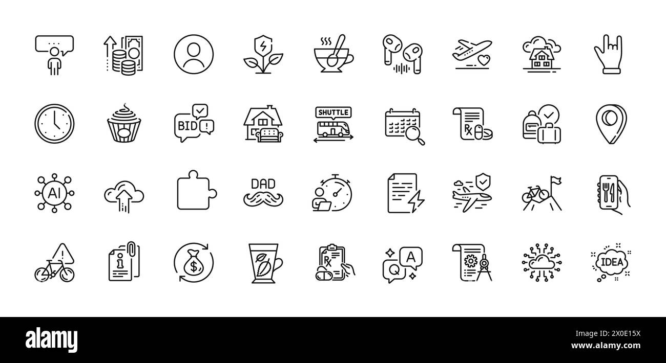 Vatertag, verschreibungspflichtige Medikamente und Eco Power Line Icons Pack. Für Web-App. Zeilensymbole. Vektor Stock Vektor