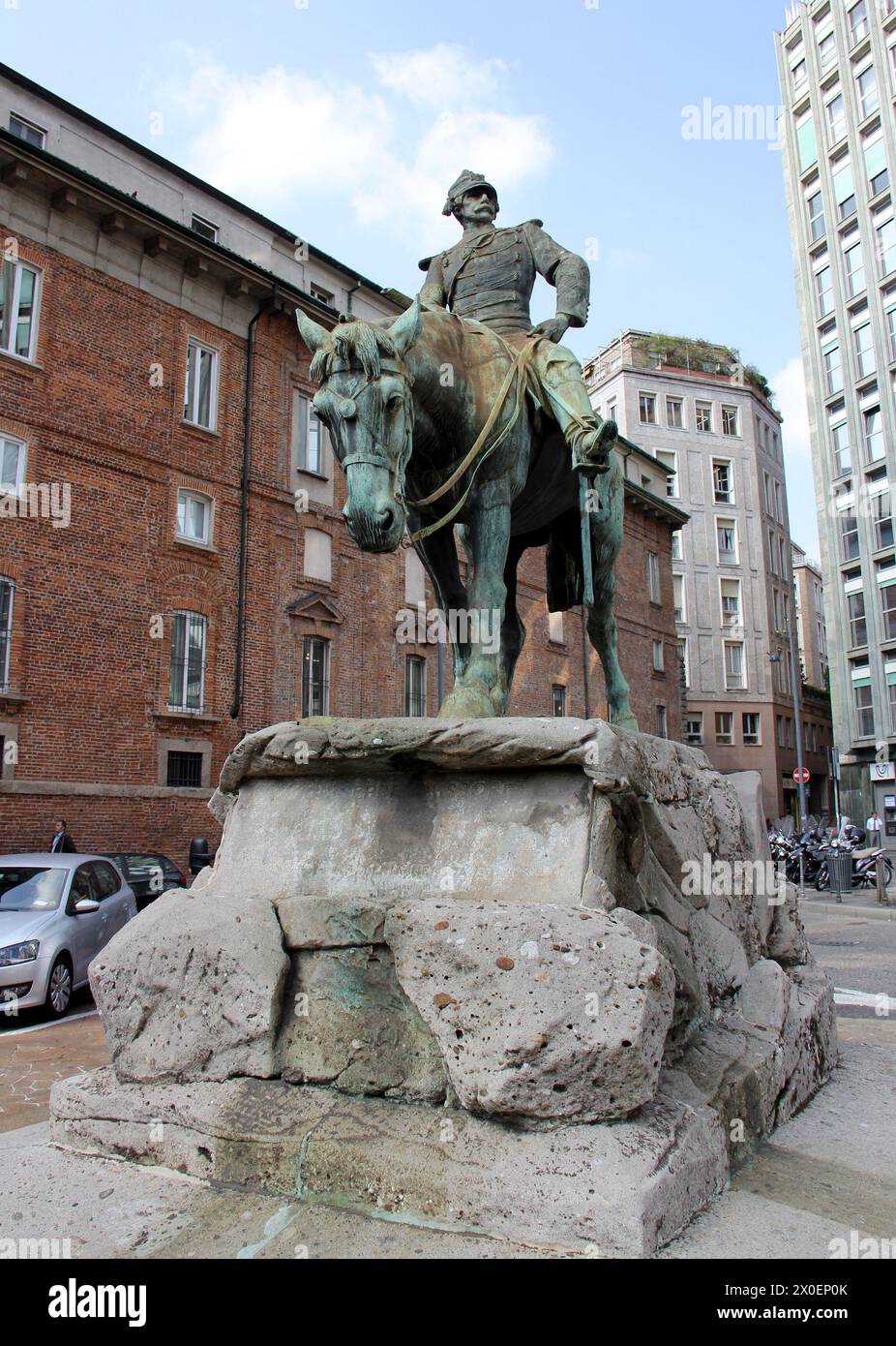Giuseppe Missori Monument, italienischer Patriot, Militärführer während der italienischen Einigung und Politiker, Mailand, Italien Stockfoto