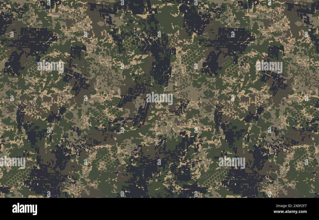 Digital Hunting Camouflage Forest Seamless Pattern Vektor Stock Vektor