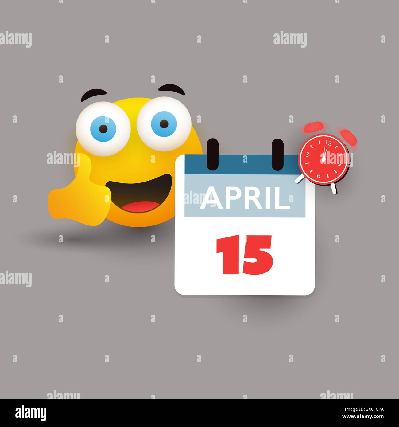 US Tax Day Konzept - Kalenderdesign Vorlage - Steuerfrist, Fälligkeitsdatum für Bundeseinkommensteuererklärungen: 15. April Stock Vektor