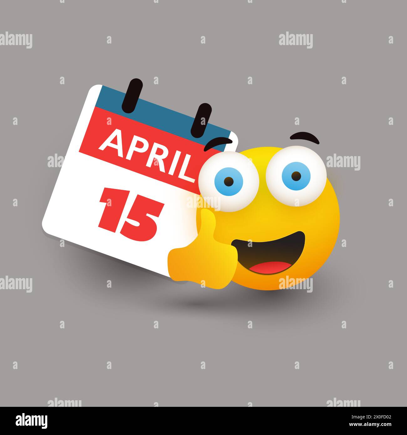 US Tax Day Konzept - Kalenderdesign Vorlage - Steuerfrist, Fälligkeitsdatum für Bundeseinkommensteuererklärungen: 15. April Stock Vektor