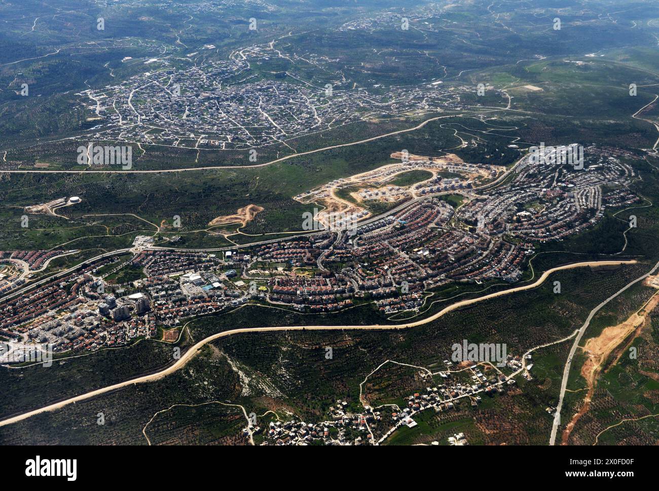 Luftaufnahme von Beit El, Westjordanland. Stockfoto