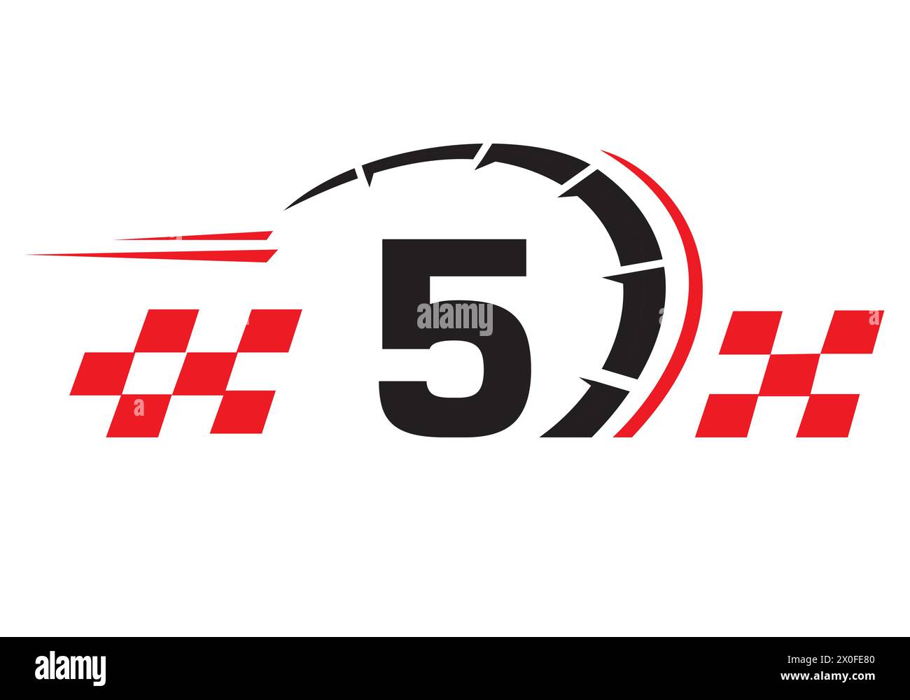 Buchstabe 5 mit Racing Flag Logo. Symbol Für Das Speed-Logo Stock Vektor