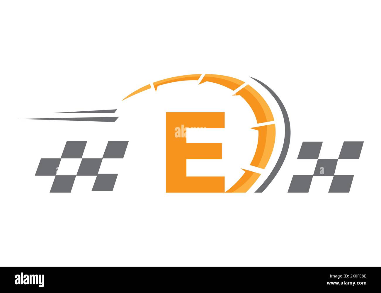 Buchstabe E mit Racing Flag Logo. Symbol Für Das Speed-Logo Stock Vektor