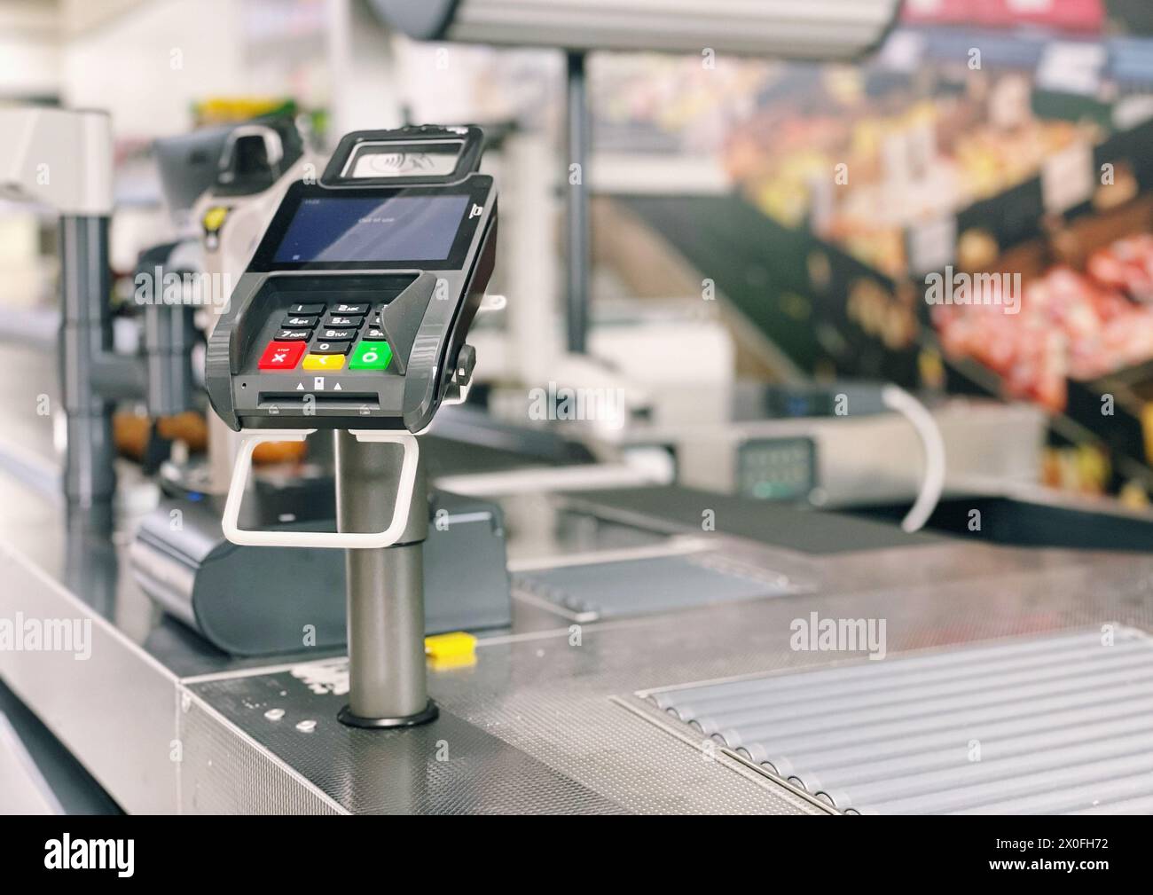 Kasse in einem Supermarkt Stockfoto