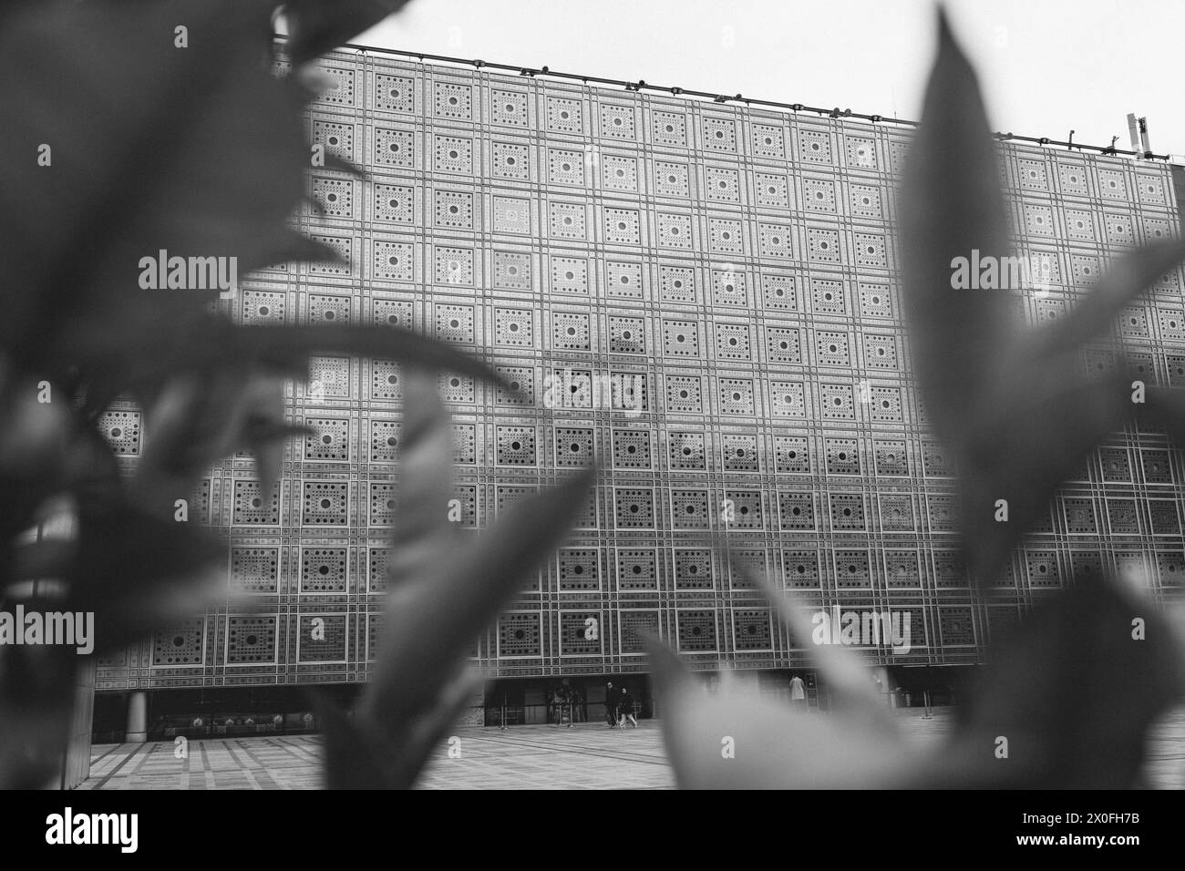 Institut du Monde Arabe in Paris, moderne Gebäudestruktur, die ein Mosaik bildet. Stockfoto