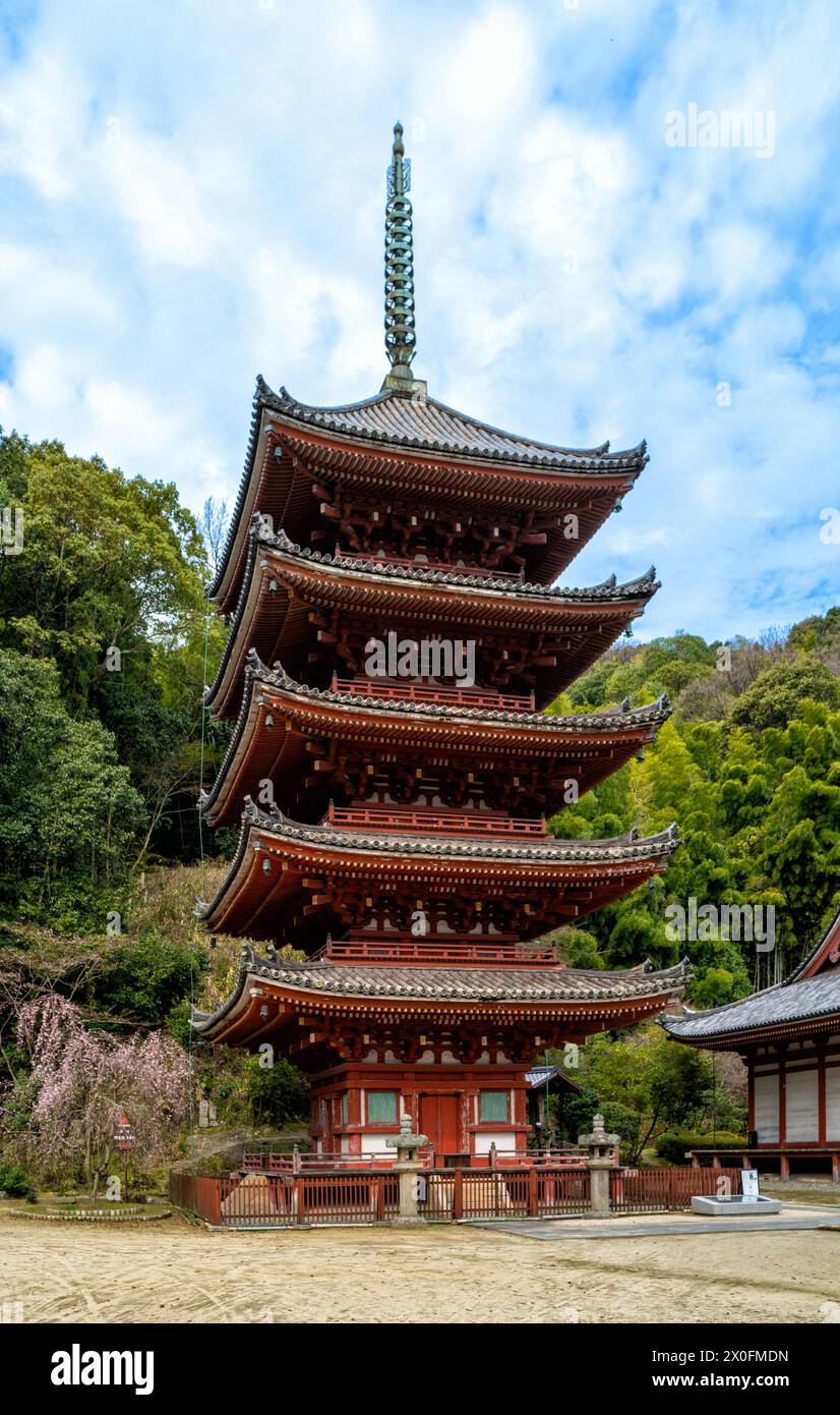 Myoo-in, Gojunoto - 5-stöckige Pagode, Fukuyama, Japan Stockfoto