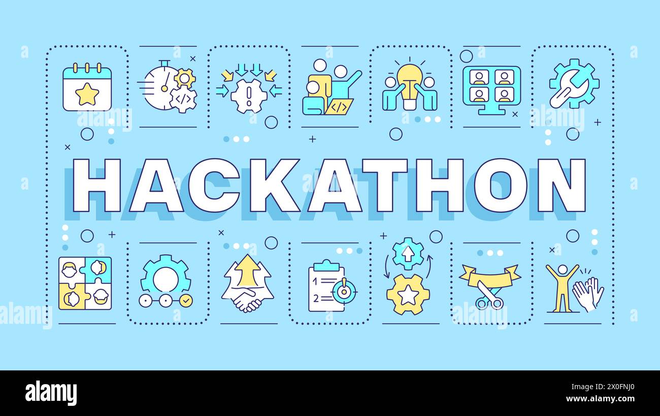 Hackathon Blue Word Konzept Stock Vektor