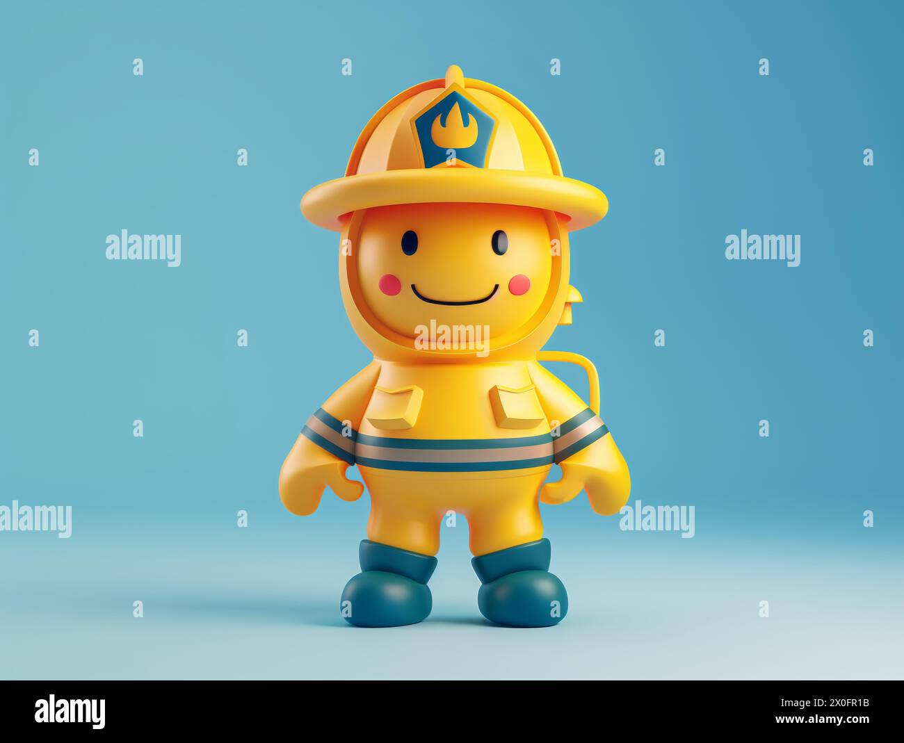 Smilie Face Feuerwehrmann Emoji 3D machen glücklich Stockfoto
